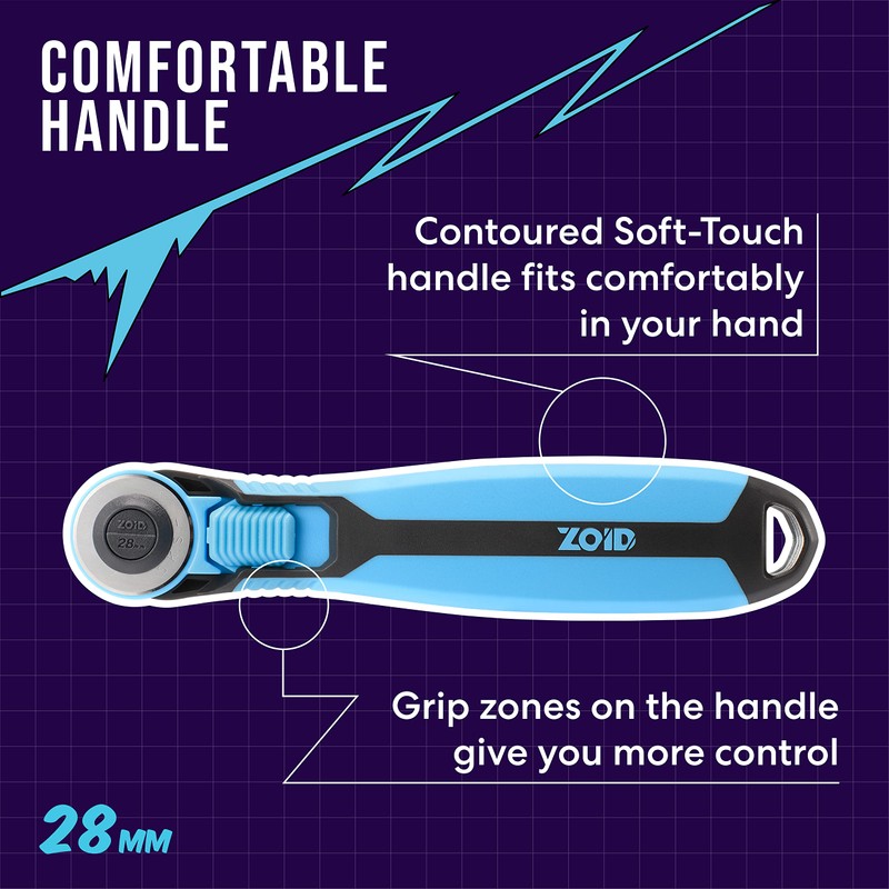 Zoid 28mm Rotary Cutter with Grip, Fabric Cutter Wheel, Rotary