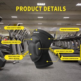 EULANT Volleyball Knee Pads, Thick Sponge Work Knee Pads, Protective Pull Up Knee Pads for Football Dance Running Wrestling Hiking Skating MTB Garden Gym,L