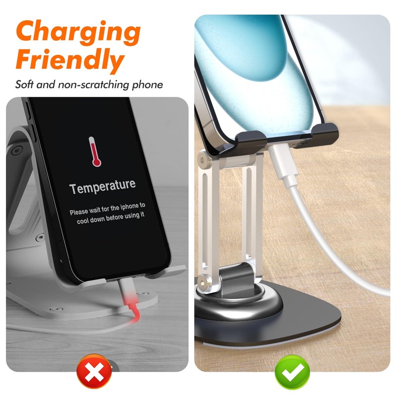 ZTGYGY Metal Cell Phone Stand for Desk, Adjustable Foldable Desktop