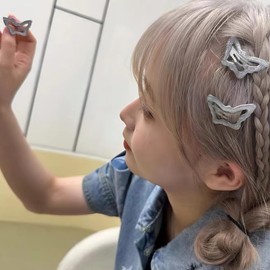 Y2K Butterfly Hair Clips Silver for Women Girls Glitter Metal Snap Clips for Hair Barrette Hairpin 8 PC Mini Trendy Aesthetic Egirls Butterfly Shaped Hair Decorations Accessories