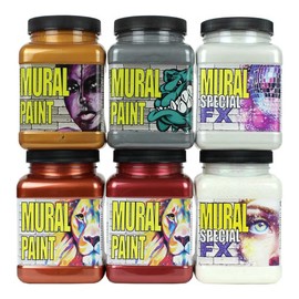 CHROMA Acrylic Mural Paint for Interior and Exterior Murals - Lightfast, Mixable, Hard-Wearing Vibrant Pigment, 6 Metallic Set (2895)