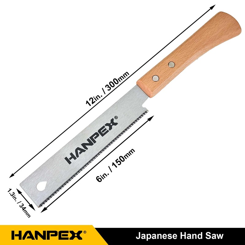 Hanpex 6-Inch Japanese Hand Saw, SK5 Pull Saw, Flexible Blade