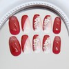 Red Press on Nails Short Coffin Fake Nails with White