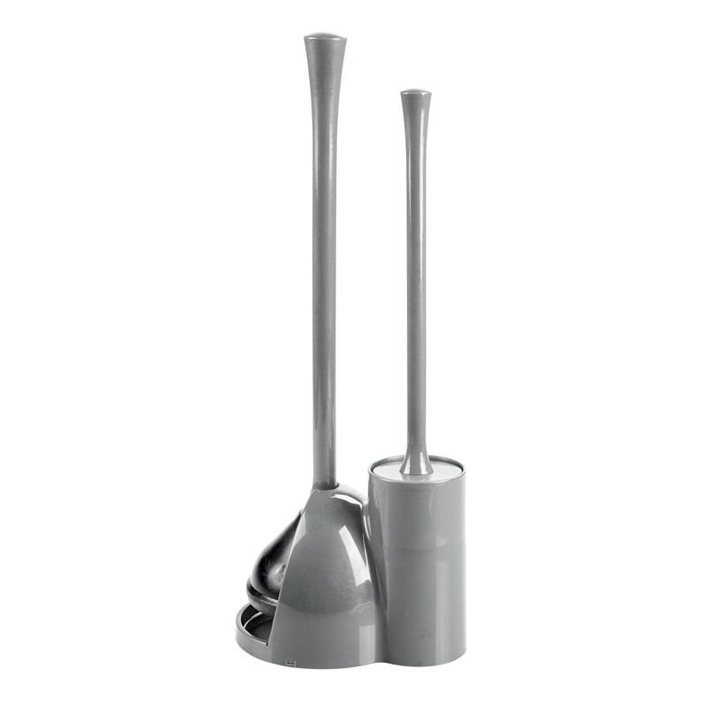 iDesign Compact Toilet Brush and Plunger Set for Bathroom Cleaning