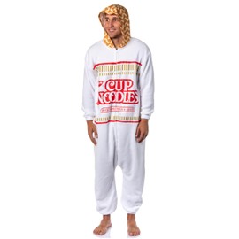 Bioworld Nissin Top Ramen Cup Noodles Costume Pajama One Piece Union Suit (Small/Medium) White
