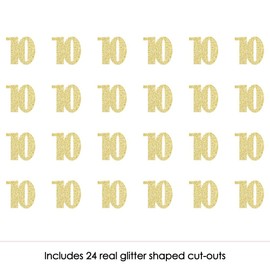 Big Dot of Happiness Gold Glitter 10 - No-Mess Real Gold Glitter Cut-Out Numbers - 10th Birthday Party Confetti - Set of 24