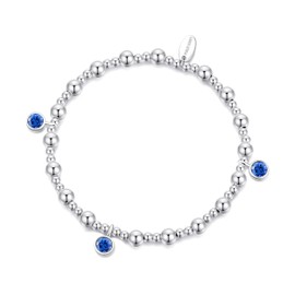 Philip Jones September (Sapphire) Birthstone Stretch Charm Bracelet with Quote Gift Box