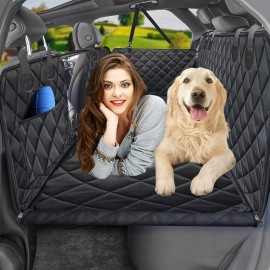 Overseas in Stock Dogs Back Seat Extender with Non-Slip Blanket Hard Bottom Dog Car Seat Cover Waterproof Dogs Hammock for SUVSize: 132*70cm, Color: Black
