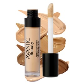 Avantic Under Eye Concealer for Older Women, 16-Hour Full Coverage Liquid Color Corrector for Dark Circles, Perfects & Brightens, Natural Finish, Waterproof (Tan, 0.35 Oz)