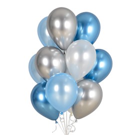 BTZO Balloons 60 Pcs Metallic Pearl 10 Inch Round Latex Balloons Decoration Birthday Wedding Party Festival Cultural Festival 4 Colors Assorted Silver Blue White