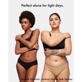 LEAKPROOF2.0 Seamless Bikini Period Underwear for Women | Period Panties Holds 4 Tampons | Mild Incontinence Leak Proof Underwear (S/M, Beige)