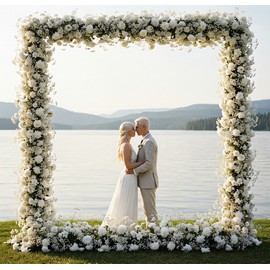 Nicecho White Square Wedding Arch hanging Flower Strong Stand for Wedding party Ceremony