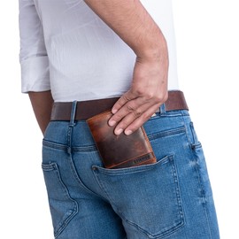 STILORD 'Matthis' Men's Portrait Format Leather RFID Wallet Vintage Wallet Card Wallet Slim Wallet Made of Genuine Leather Wallet with Coin Compartment Genuine Leather, Kara - Cognac, coin purse