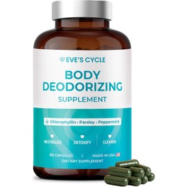 Body Deodorizing Supplement – Natural Internal Deodorant Chlorophyll Capsules with Parsley & Peppermint – 60 Vegan 500mg+ Pills – Bad Breath Treatment for Adults & Cleanse Support, Made in USA