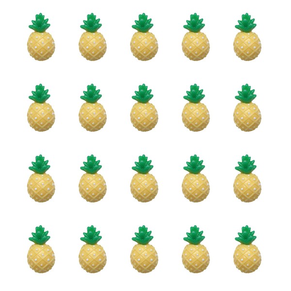 Sowaka 20 Pcs Pineapple Resins Charms Fruits Flatback Ornament Yellow