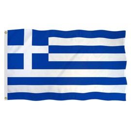 Greece Flag 6X10 FT, Outdoor Polyester Flags, Double Stitched Greek National Flags with Brass Grommets and Stronger Header. (6X10)