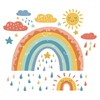SMAOSTORE Wall Sticker, Rainbow, Cloud, Sun, Stylish, Rainbow, Rainy Season,