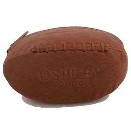 OSPREY London Graeme Ellisdon Rugby Ball Leather Wash Bag, Tan