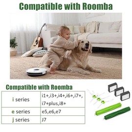 Kit de Repuesto para iRobot Roomba e5 e6 e7 i3 i7 j7 y Todas Las Series Plus I, E, J, con 1 Juego de Cepillos de Goma Multisuperficial, 8 Cepillos de 