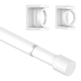 PadPure Spring Loaded Tension Rods 24-36 Inch, Adjustable Pressure Expandable White Tension Curtain Rod No Drilling for Windows, Kitchen, Doorway, Bathroom, Closet