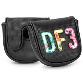 Golf Putter Cover DF3 Mallet Putter Head Cover Magnetic Closure Leather Mallet for DF3 Putter Black