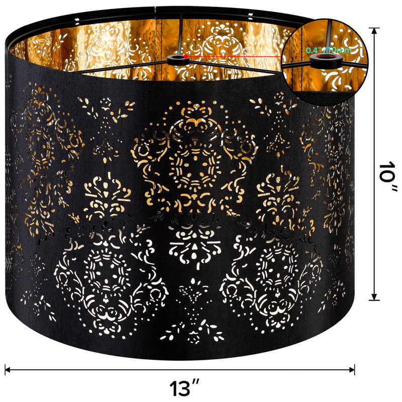 GO&SO Drum Black Lamp Shades 13 Inches - Industrial Laser