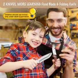 SPITZKANTE Kids Knife Set – First Pocket & Fixed Blade Knives with Safe Blunt Tips, Ideal Beginner Survival Kit for Kids, Outdoor Adventures & Training