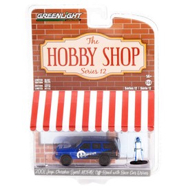 Greenlight Collectible 2001 Cherokee Sport Off-Road Blue and Black and Race Car Driver Figurine The Hobby Shop Series 12 1/64 Diecast Model Car by Greenlight 97120 E