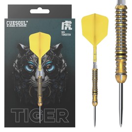 CUESOUL Chinese Zodiac TIGER 23g Steel Tip 90% Tungsten Dart Set with Titanium Coated and Integrated ROST T19 Flight