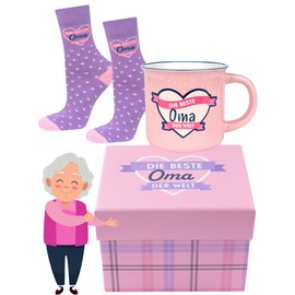soxo Grandma Socks Women's Gifts for Women Funny Gift Colourful Women's Socks UK 2-7 1-3 Pairs, Socks 1 pair + cup