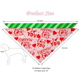 Valentine's & St. Patrick's Day Dog Bandana Set 2PCS-Large, Holiday Party Costumes, Pet Scarves for Boys and Girls, Dog Outfit Gifts for Medium to Large Dogs, Diverse Festive Styles