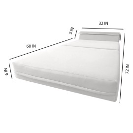 Amfuton White Sleeper Chair Folding Foam Beds, Portable Flip Couch Bed 6 x 32 x 70