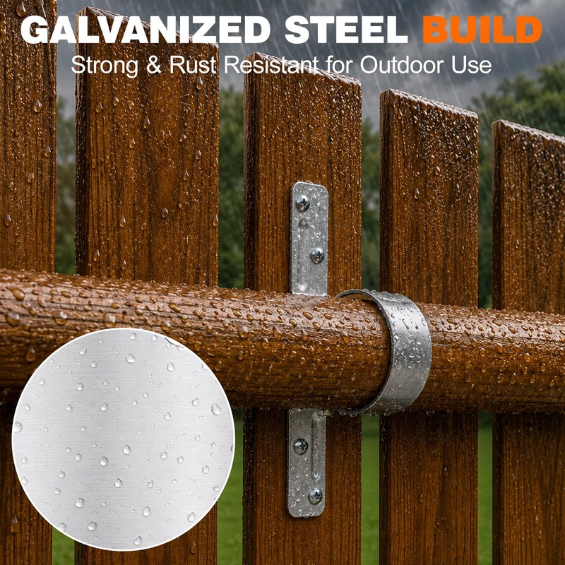 12 PCS Fence Post Brackets 2-3/8", Heavy Duty Galvanized Steel