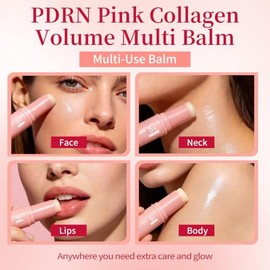 PDRN - Bálsamo múltiple de colágeno rosa, bálsamo para ojos Volufiline NAD Collagen PDRN para líneas finas, antienvejecimiento, círculos oscuros, mult