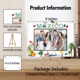 Cazhes Mexico Beach Picture Frames, Honeymoon Vacation Anniversary Ideal Gifts Wood Photo Frames with Easel Stand, Mexico Gifts for Friends Couples Home Office Desk Table Decor (A13)