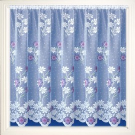 Daisy Purple lilac Lavender and Pink Marigold Net Curtain Luxury Pretty Flowered Floral Lace Pattern. Sold by the Metre (Purpe Lilac, 48" (122cm))