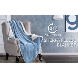 Bedsure Sherpa Fleece Blanket Throw Size Slate Blue Plush Throw Blanket Fuzzy Soft Blanket Microfiber