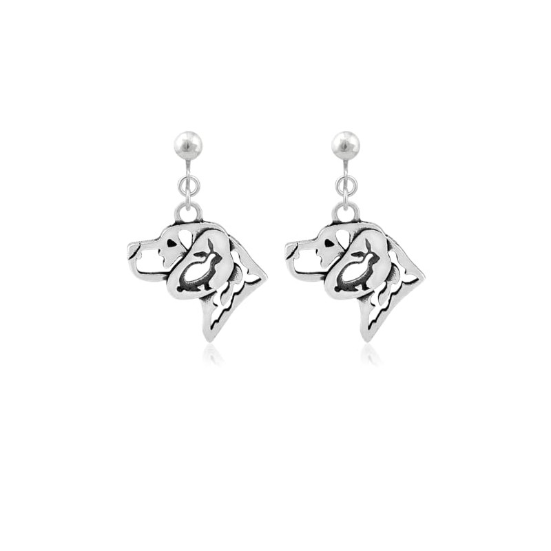 Sterling Silver Beagle Earrings, w/Bunny in Head