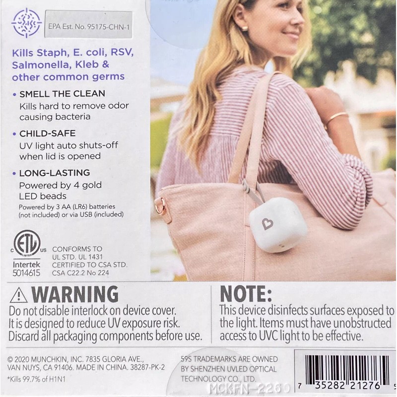 Munchkin UV Mini Pacifier Sterilizer Portable Kills 99% Germs BRAND