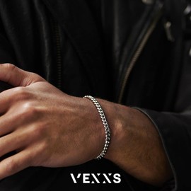 VEXXS Men's Bracelet 6 mm, 18 Carat Gold-Plated Bracelet Men's Curb Chain Cuban Bracelet Gold, Men's Curb Bracelet, Cuban Bracelets for Men/Boys, Jewellery Gift, Stainless Steel