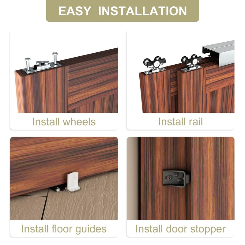 WEWORTH Heavy Duty Double Bypass Sliding Closet Door Track Kit