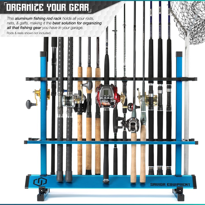 Savior Equipment Fishing Rod Rack Holder Organizer, Lightweight Aluminum Vertical