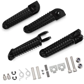 FOVPLUE Driver/Rider and Passenger Footrest for Yamaha YZF R6 2003-2020,R1 1998-2019,R1M 2015-2018,R1S 2016-2018, BLACK-Front and Rear Foot Pegs Kit