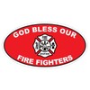God Bless Fire Fighters Oval Bumper Sticker D3692 Euro Oval