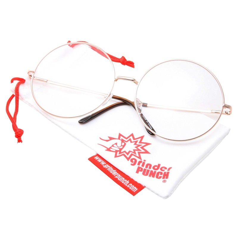 grinderPUNCH XXL Super Oversized Fashion Glasses Round Circle Frame Clear