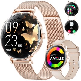 LIGE Smart Watch for Women Answer/Make Calls,1.43"AMOLED Ultra-thin Female Smartwatch with 100+Sports Modes Heart Rate Sleep Monitor, IP68 Waterproof Rose Gold Ladies Smartwatch for Android iOS