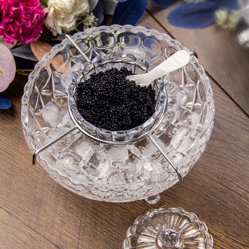 DUEBEL Caviar Server Set with 2 Mother of Pearl Spoons