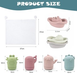 LYNSAN Badewannenspielzeug, 8 Stück Badespielzeug Baby mit Aufbewahrungstasche, Badewanne Spielzeug Boot, Wasserspielzeug Geschenke für Babys Kleinkinder Jungen Mädchen ab 6 Monate 1 2 3 Jahr