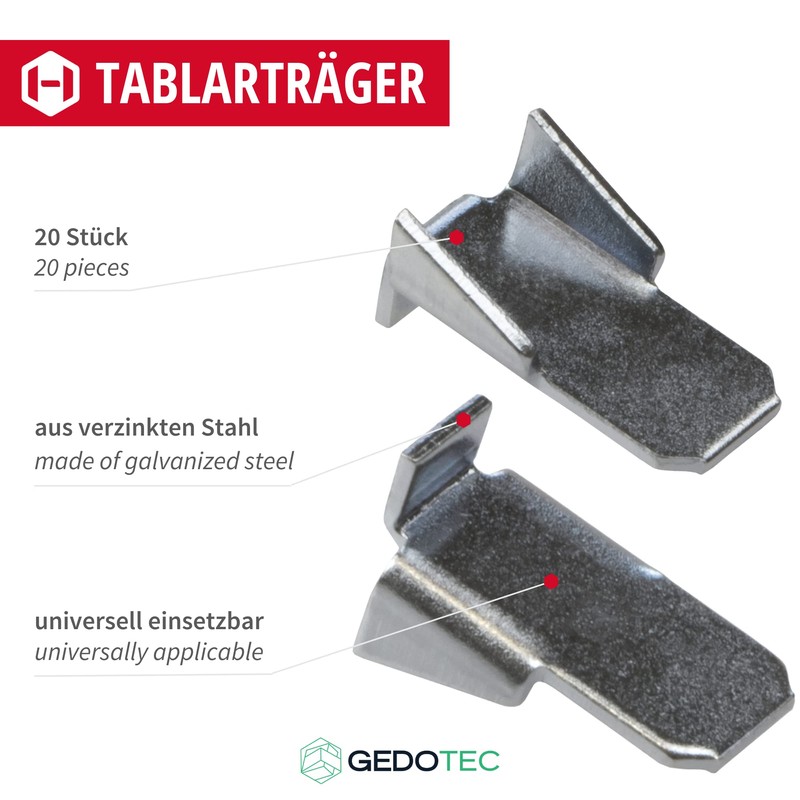 Gedotec VARI Galvanised Steel Shelf Brackets | Pack of 20
