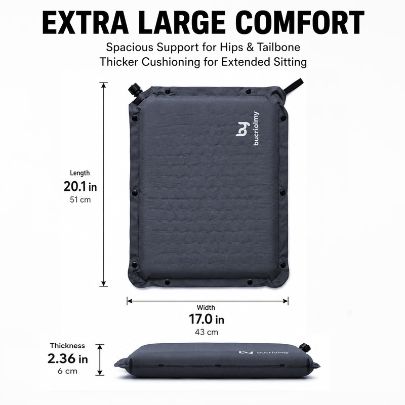 Inflatable Seat Cushion Reversible Extra Large Portable Travel Camping